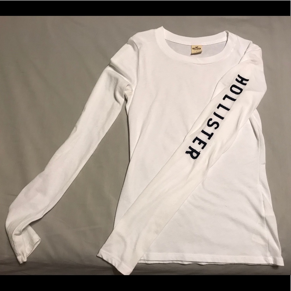 White Hollister Logo Long Sleeved Shirt